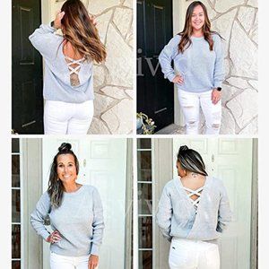 Ladies Crisscross V-back Sweater